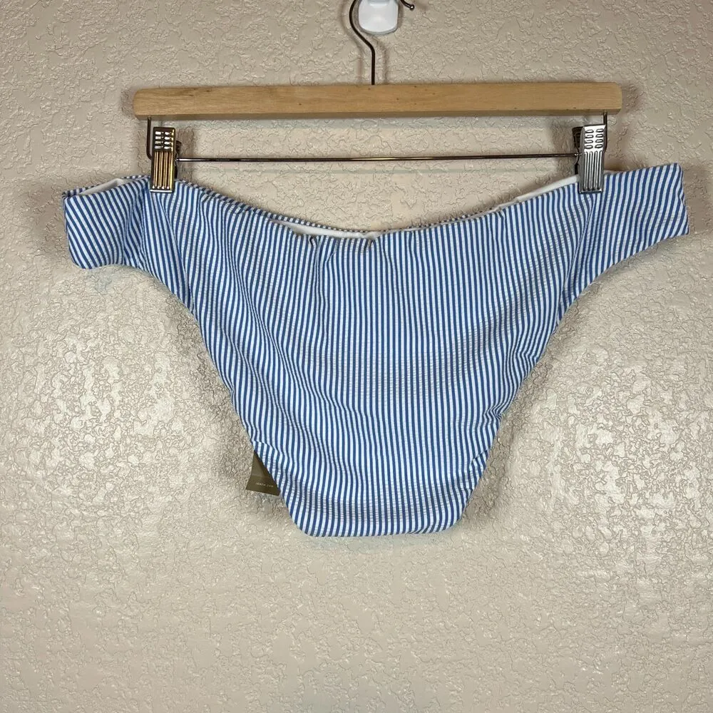 J. Crew Womens Hipster Bikini Swim Bottom XXL 2XL Seersucker Blue White Nautical - Image 7