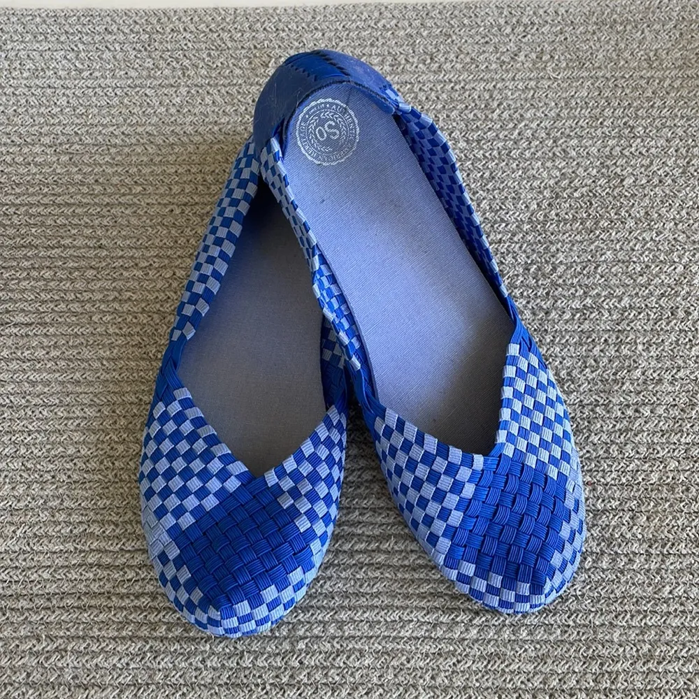 SO Cobalt Blue Stretchy Woven Fabric Flats Size 8.5 - Image 6