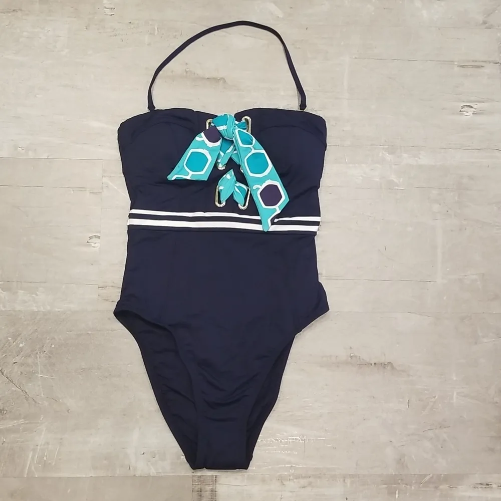 💕TRINA TURK💕 Made in the Shade Bandeau One-Piece Swimsuit Lace Up 0 NWT - Image 7