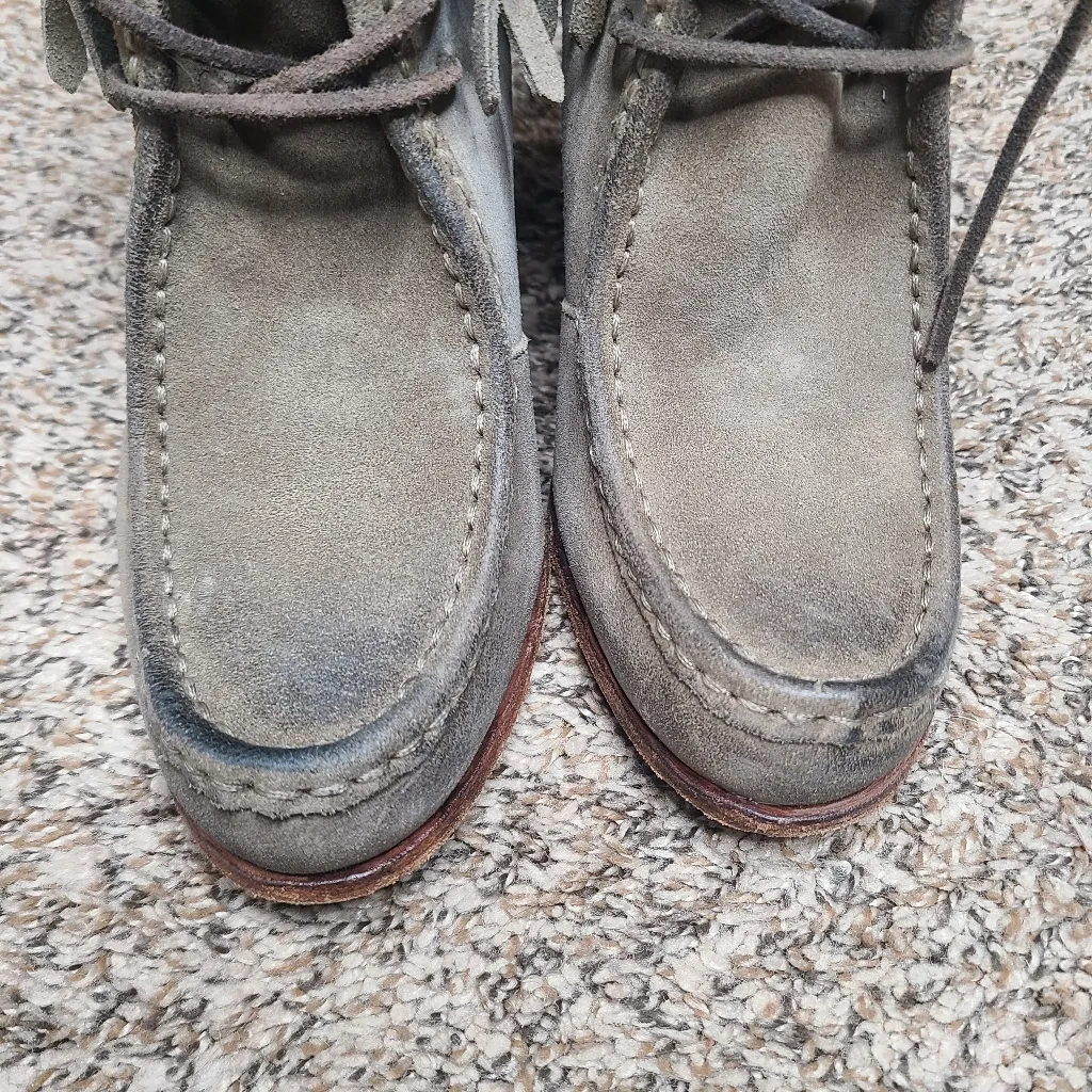 Frye Parker Suede Fringe Block Heel Bootie‎ Gray Boot Size 9.5 - Image 3