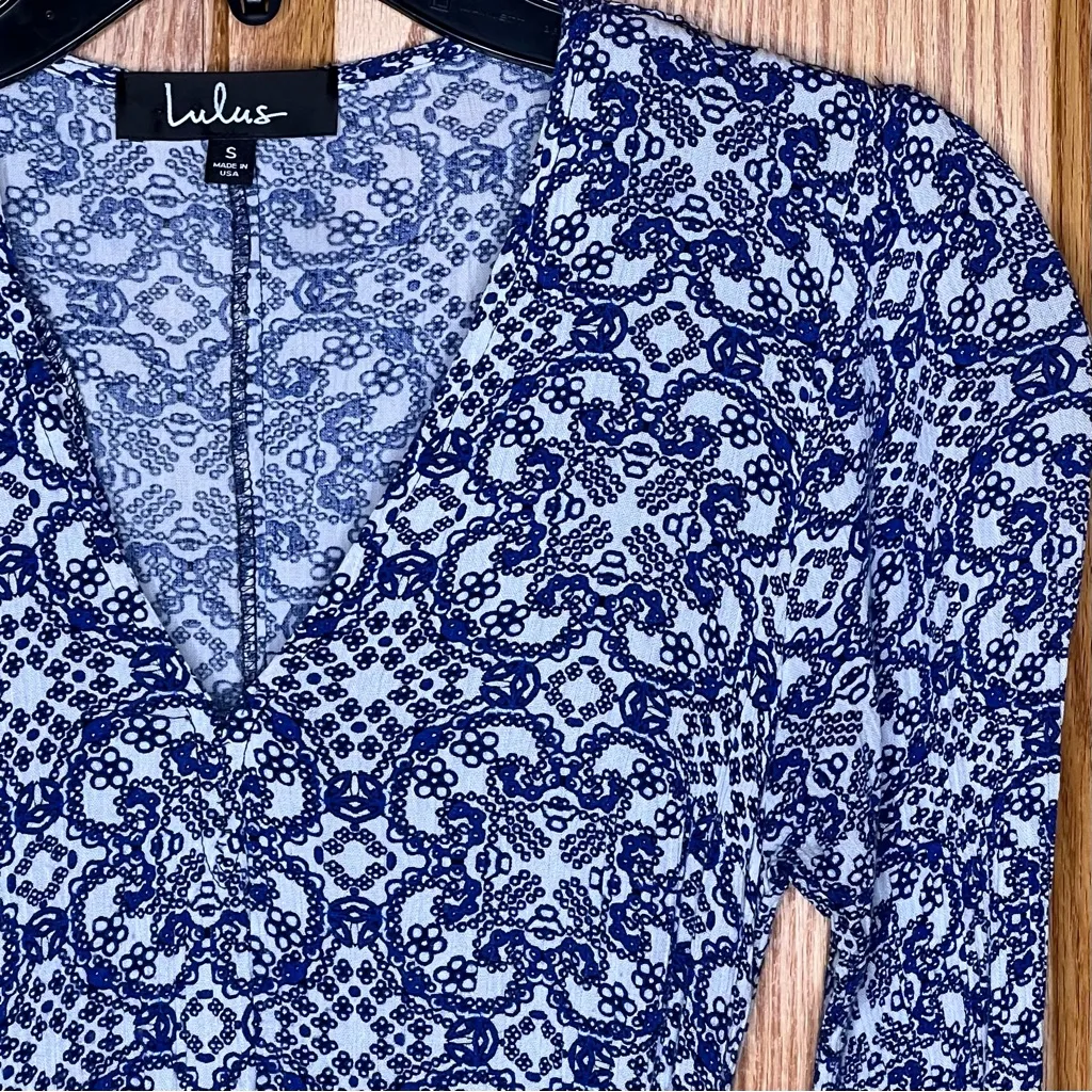 Lulus Mandala Daydream Blue Print V-Neck Long Sleeve Flowy Maxi Dress Size Small - Image 12
