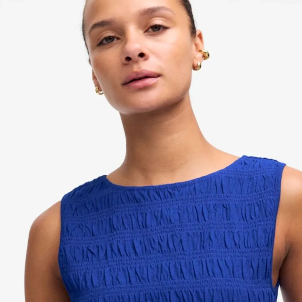 NWT Madewell Smocked Boatneck Tank in Brilliant Sapphire - Size: Extra Small - Image 12