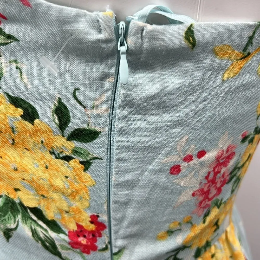 Cynthia Rowley floral with pockets 100% linen dress size 12 - Image 6