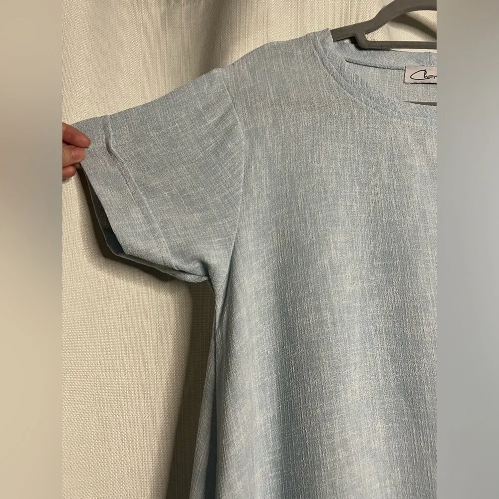 Chantal Light Blue Textured High Low Maxi Dress Large - Image 5