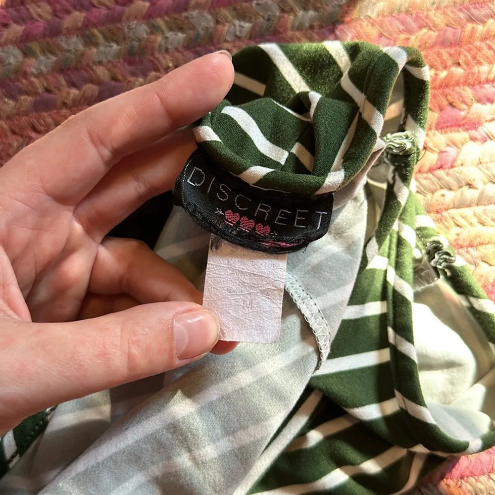 Discreet  OLIVE GREEN PARALLEL STRIPE MAXI TANK DRESS - Image 4