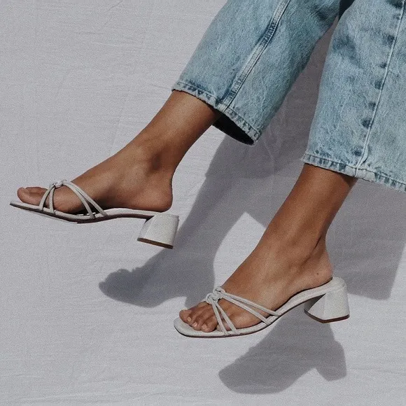 Free People Sandals Women Sz 38 Petra Shoes Gray Leather Block Heel Strappy Y2K - Image 2