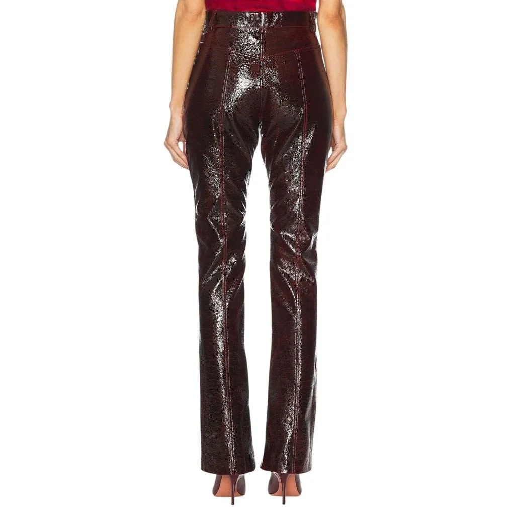 GALVAN Oldboy Laminated Wool Trouser in Oxblood 38 New Womens Vegan Pants Red Size undefined - Image 3
