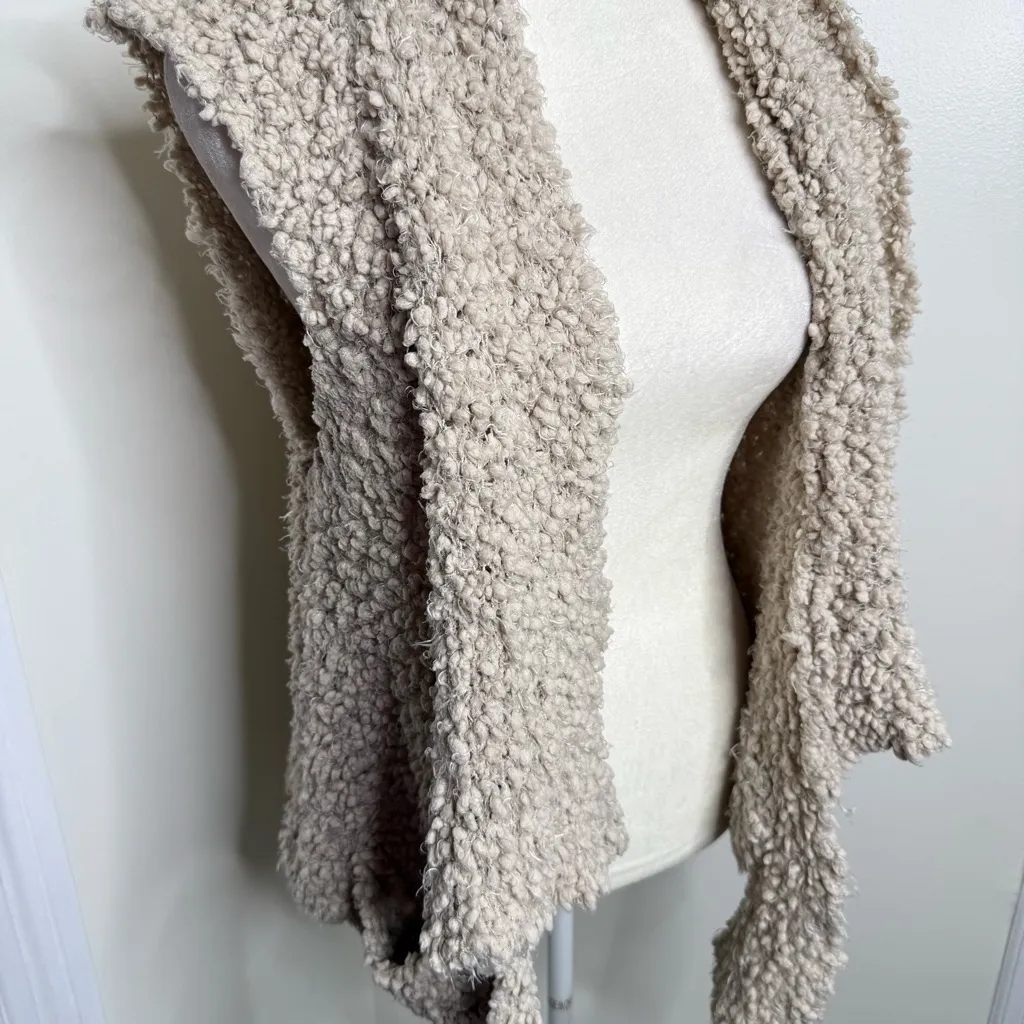 Coffeeshop Beige Open Front Cardigan Vest Women’s Sz Small Boho Neutral Texured Tan - Image 4