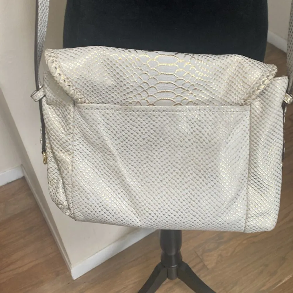 All For Love Leather Cream and Gold Python Crossbody - Image 5
