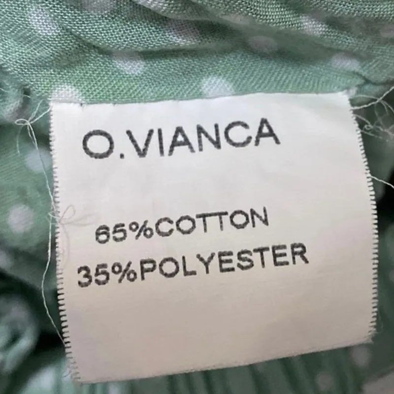 O. Vianca Green Short Puff Sleeve Polka Dots Floral Tie Blouse Crop Top Size S - Image 4