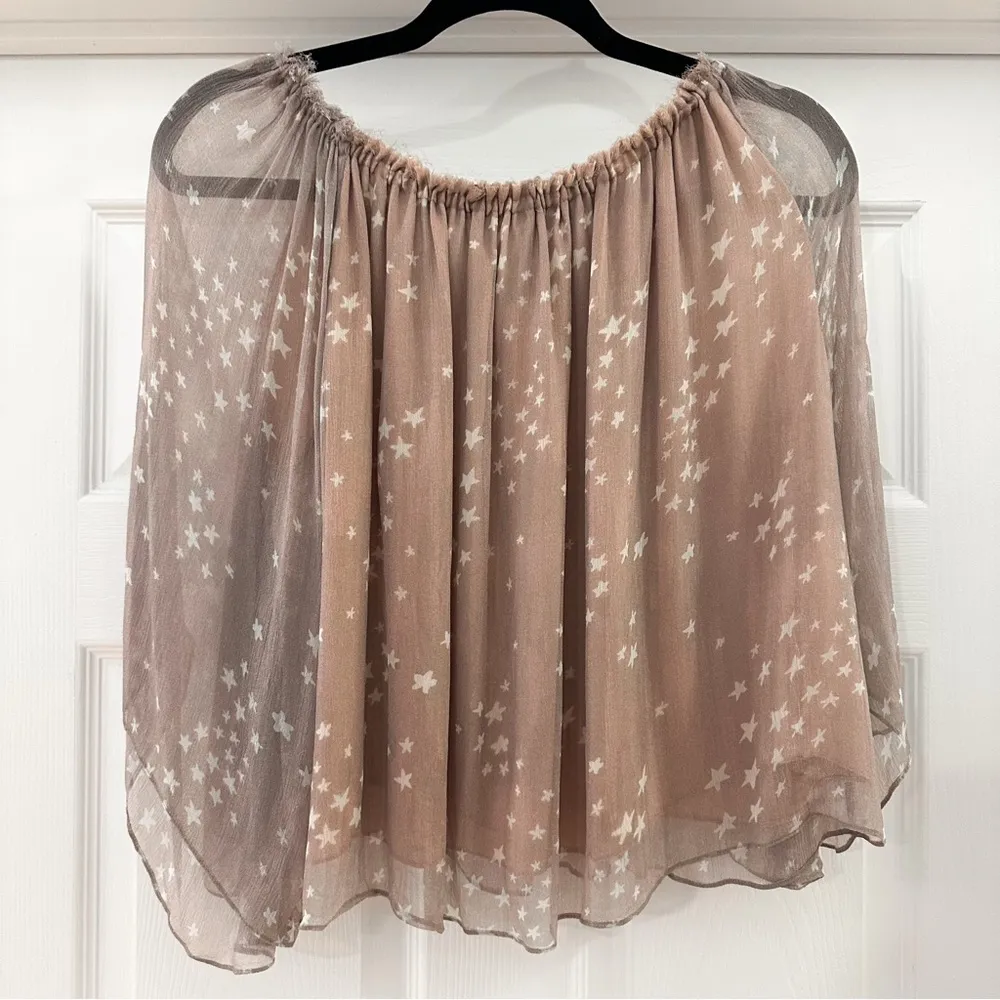 RARE LoveShackFancy Silk Off the Shoulder Star Top sz XS - Image 7