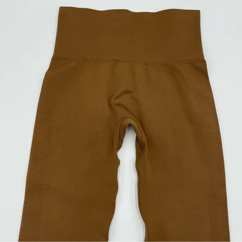 Set Active Leggings Brown Women Size XS Running Yoga Athletic Micro Fiber Nylon - Image 4