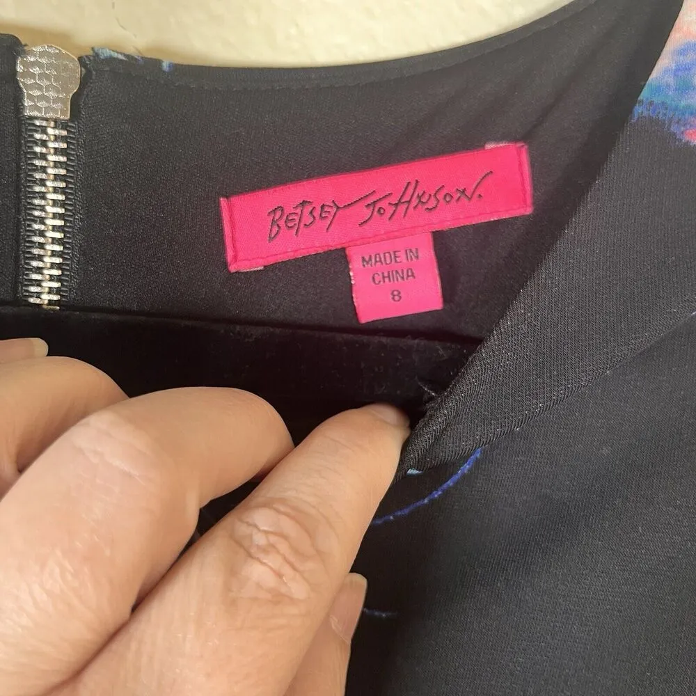 Betsey Johnson Woman’s Size 8 Multicolor Floral Cap Sleeve Midi Sheath Dress - Image 5