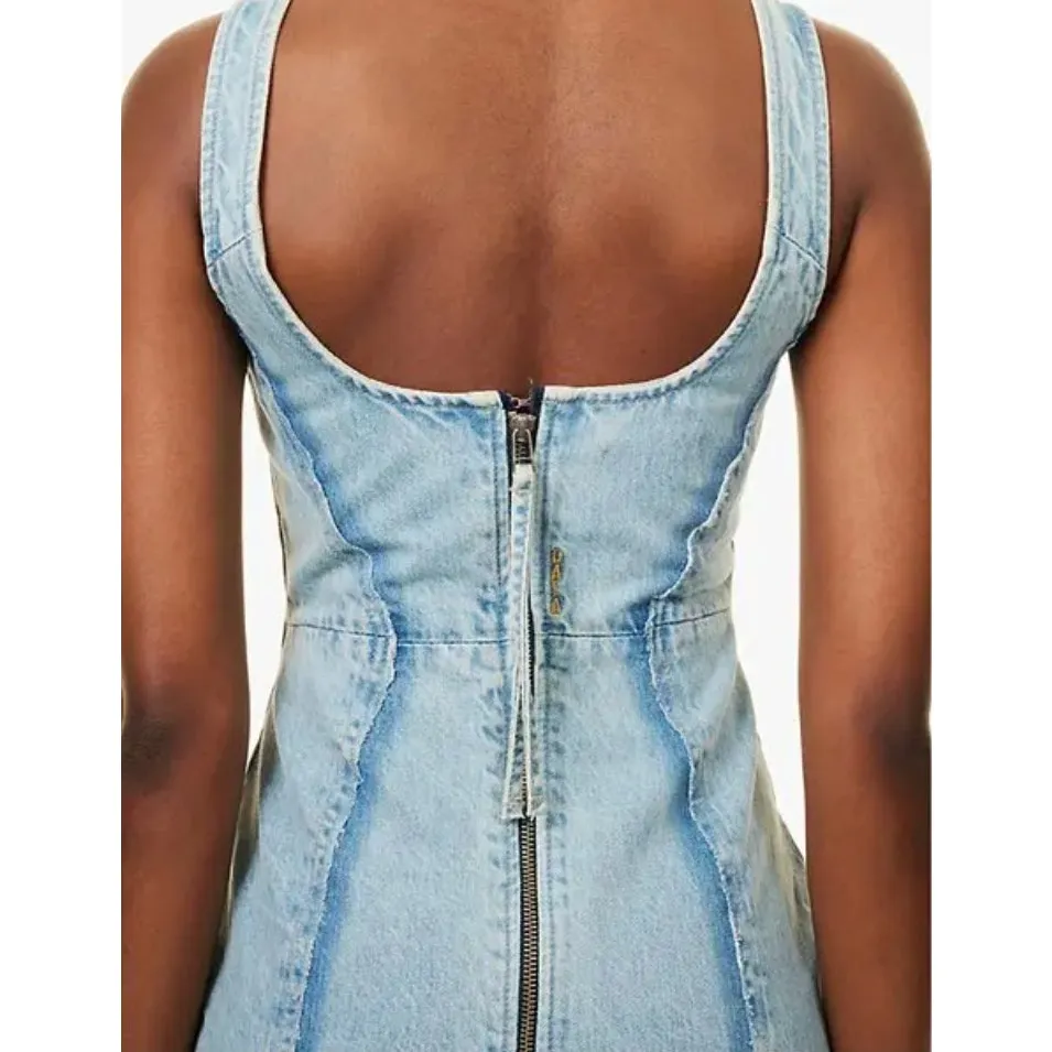 Dala On Tap Midi Paneled Denim Dress Canyon Blue Size 24 NWT Organic Cotton - Image 10