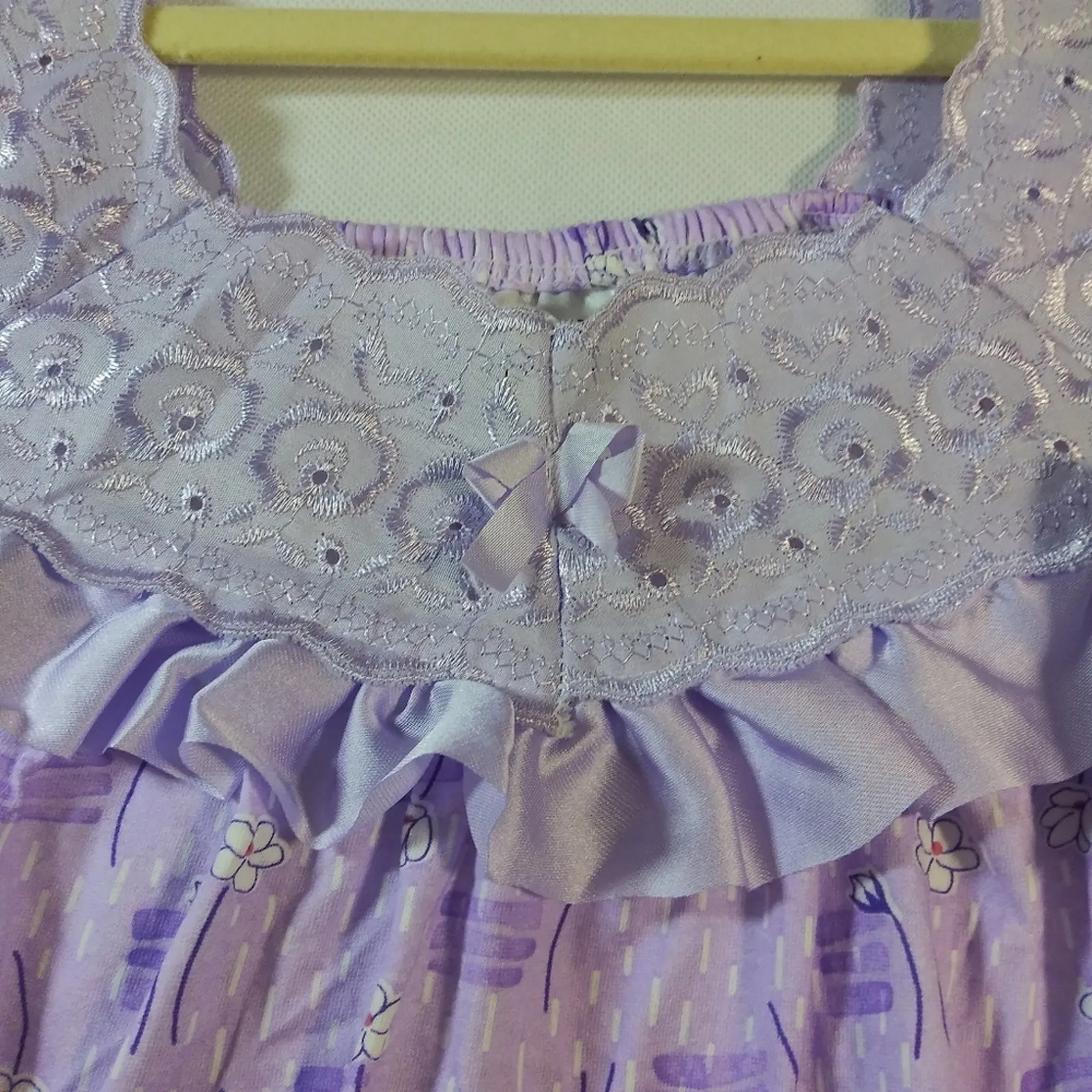 Vintage Just Love Purple Floral Cotton Lace Nightgown Sleeveless Size M - Image 5