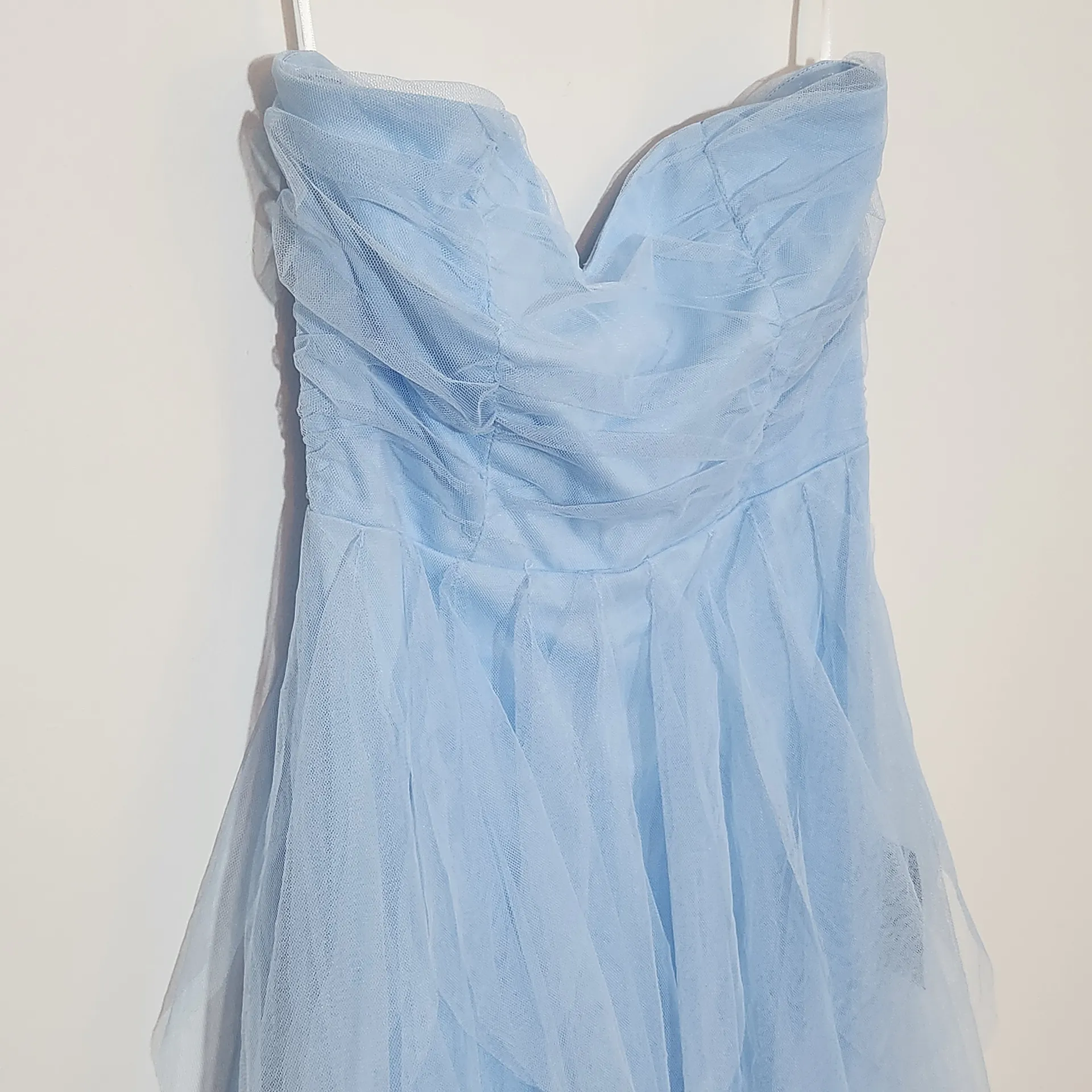 Lulus Blue Tulle Strapless Maxi Dress NWT Size Small Blue Prom Homecoming Dress - Image 4