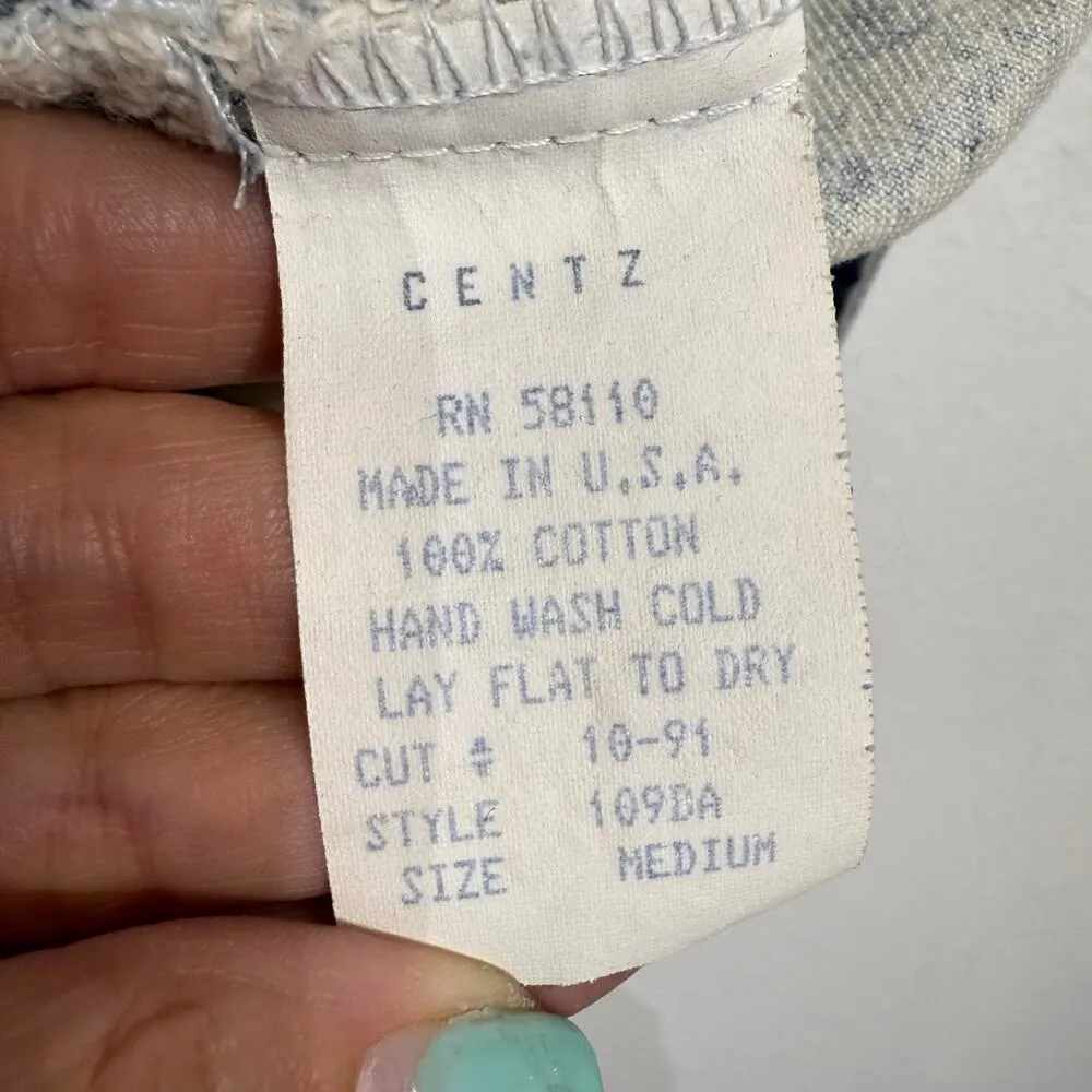 Centz Denim Acid Wash Embellished Vintage Button Up Vest Sz M Blue Size M - Image 6