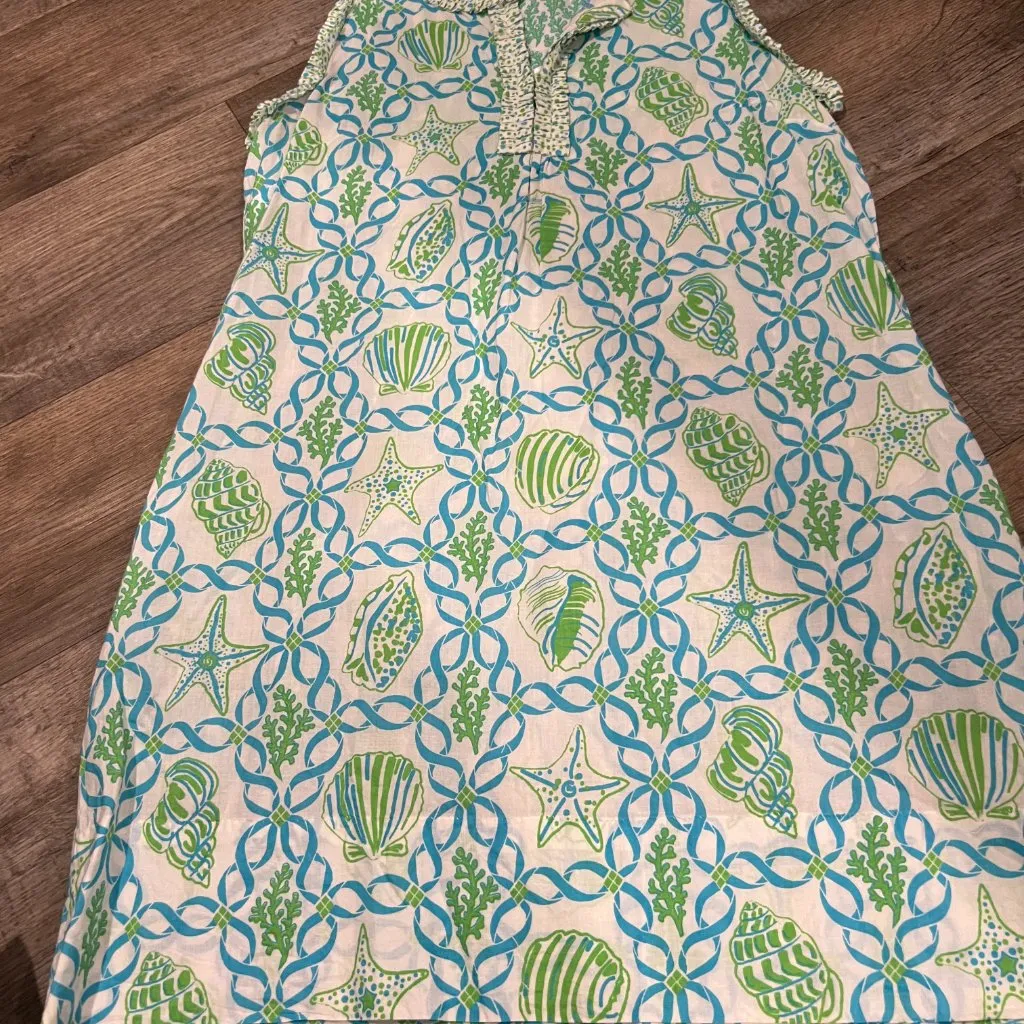 Gretchen Scott Seashell design ruffle dress size L Green Size L - Image 4
