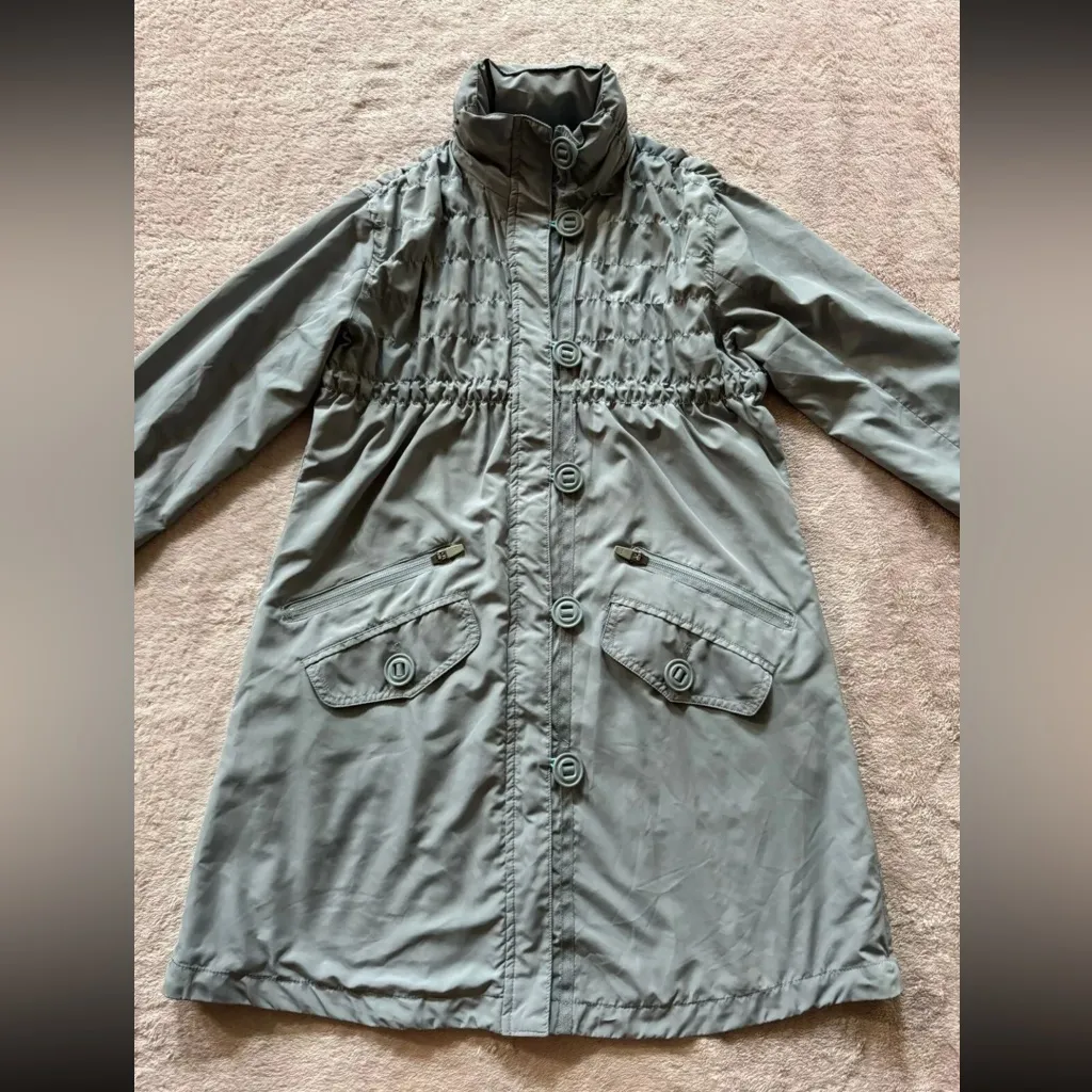 Athleta Women's Grey Blue Shock Cord Anorak‎ Hooded Full Zip Jacket 2Xs - Image 2