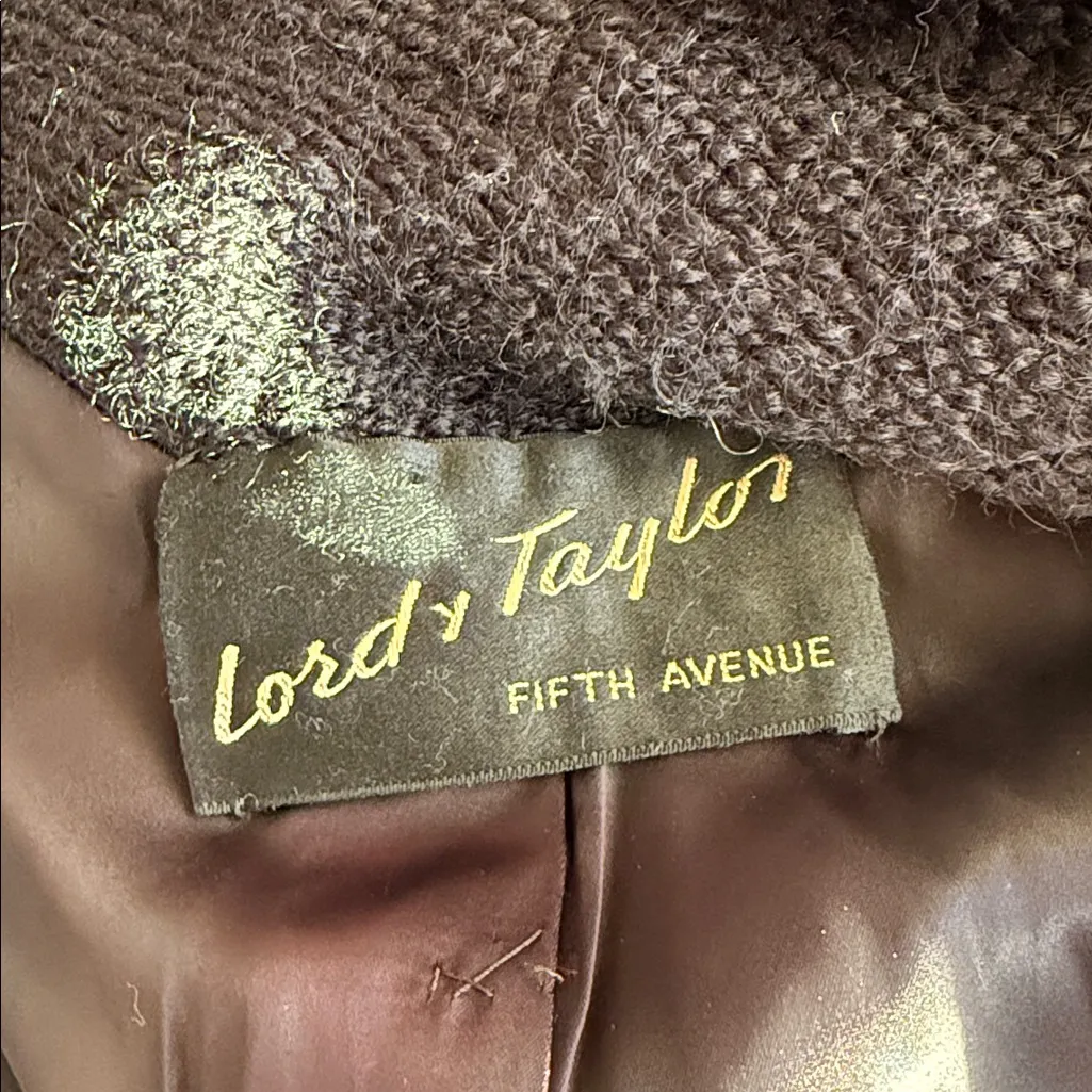 Vintage Lord & Taylor Elegant Black coat fur collar Union made tags 5th ave Size M - Image 3
