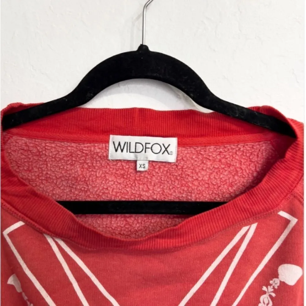 WILDFOX Monte Matador Womens Crop Sweatshirt Fleece Graphic XS Cherry Red‎ Boho - Image 3