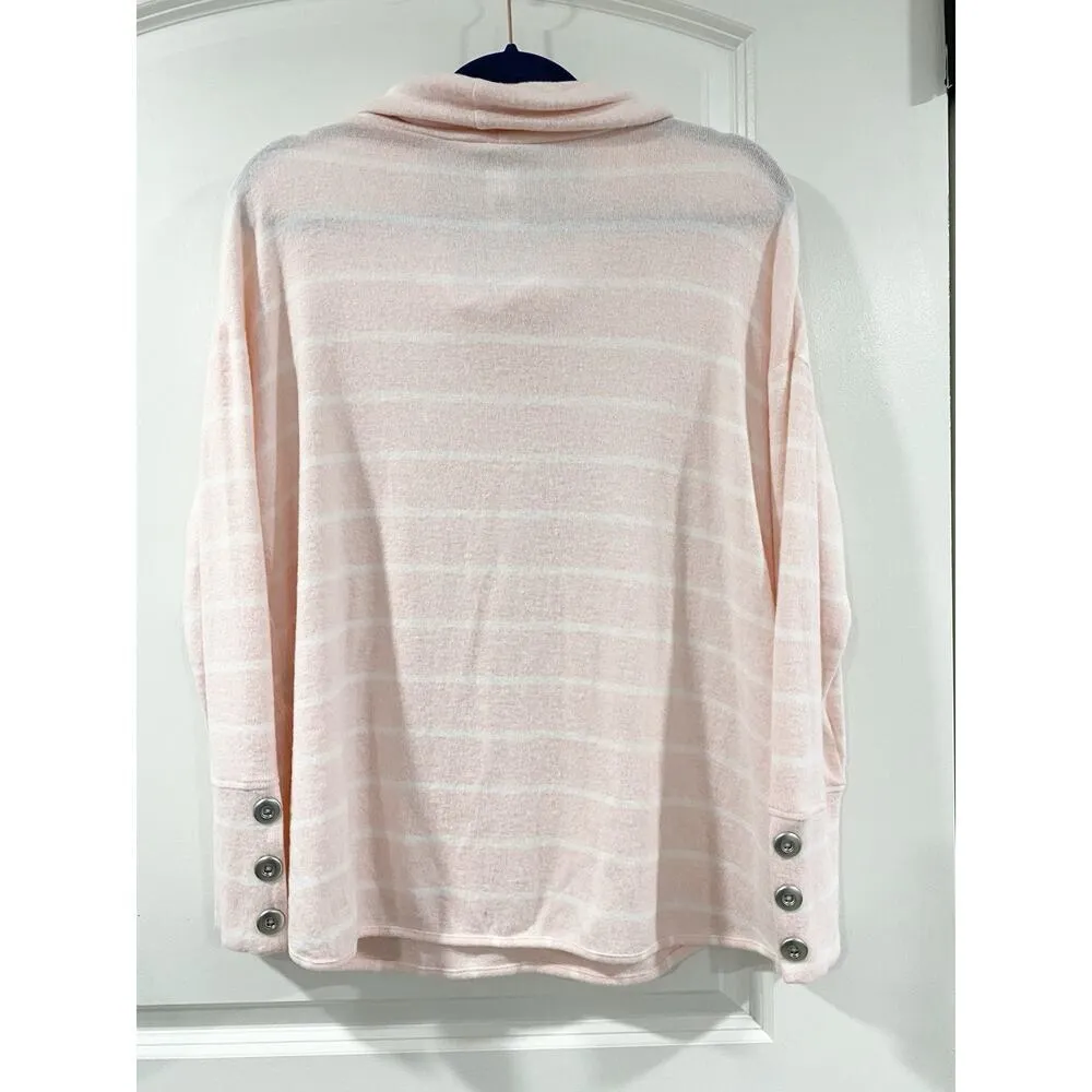 RUBY RD. Tunic Top LP Cream Pink Plaid Pullover Comfy Cozy Leisurewear Size undefined - Image 2