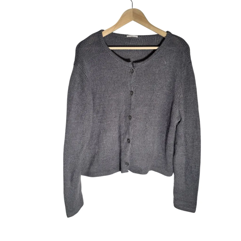 Nia Ariana Grey Cardigan Wool Blend Button Front Knit Sweater Womens Size Medium Gray - Image 3
