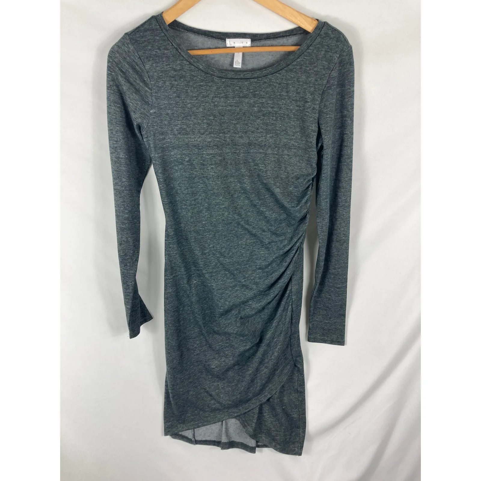 Nordstrom Leith Long Sleeve Side Ruched Gray Dress Bodycon Size Medium - Image 3