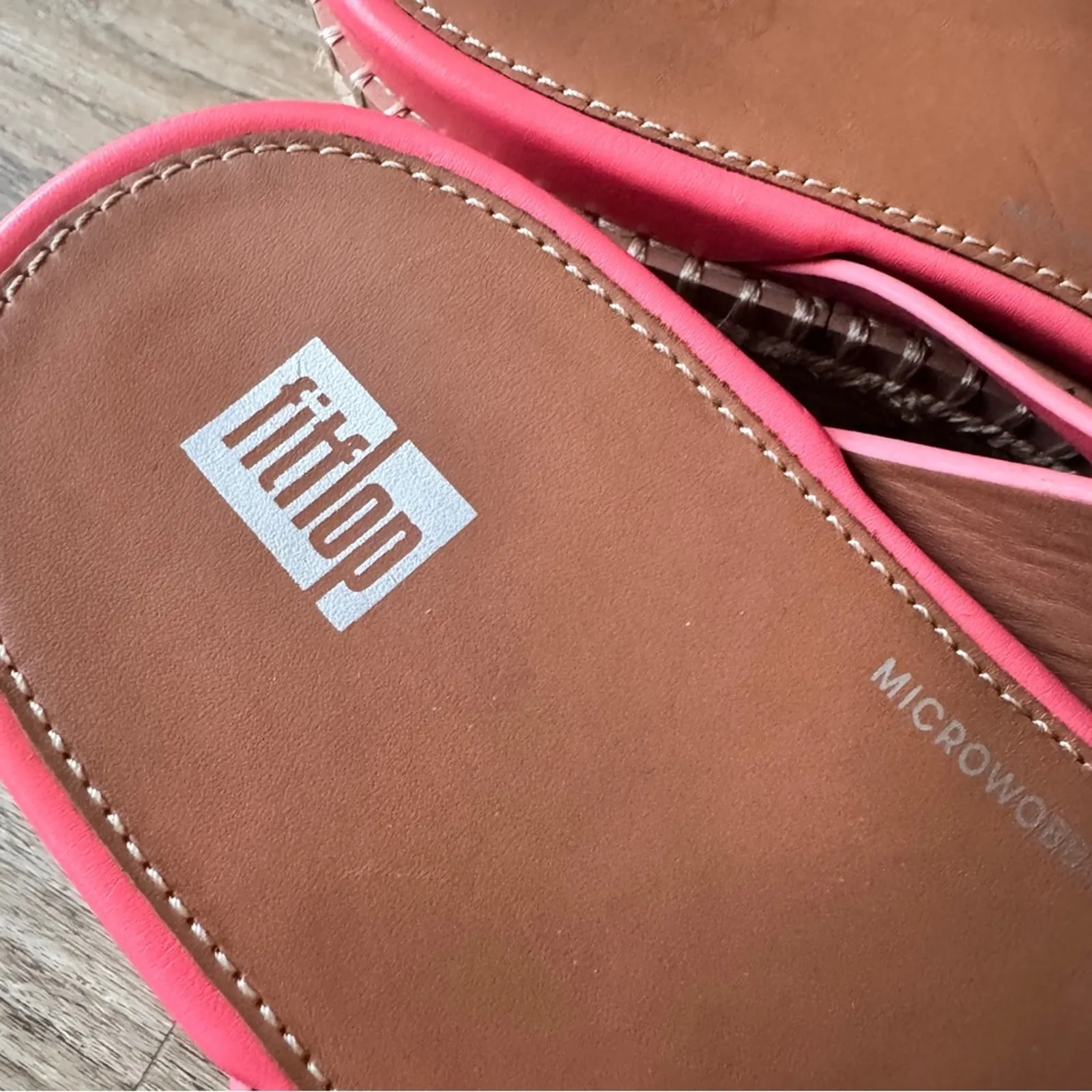 Fitflop Orange Leather Platform Sandals Womens 8 Espadrille Beachy Comfort Shoes - Image 7