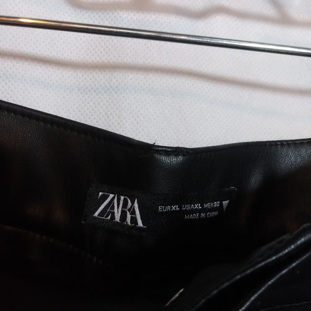 Zara Faux Leather Straight Leg Pant Ankle Zipper High Rise Festival Edgy Size XL - Image 6