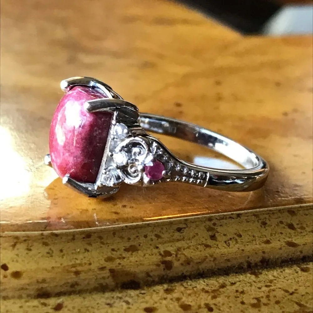 Norwegian Thulite Sterling Silver Ring Size 7 Pink - Image 8