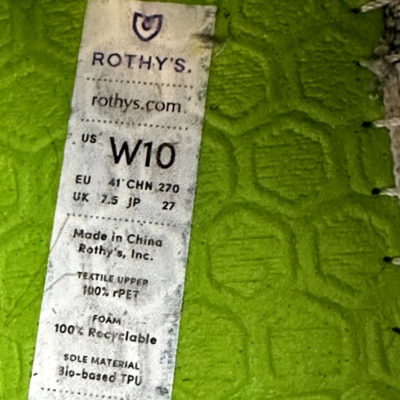 Rothy's The Lace Up Sneakers Ribbed Low Top Gum Soft Vintage Gray White 10 - Image 6