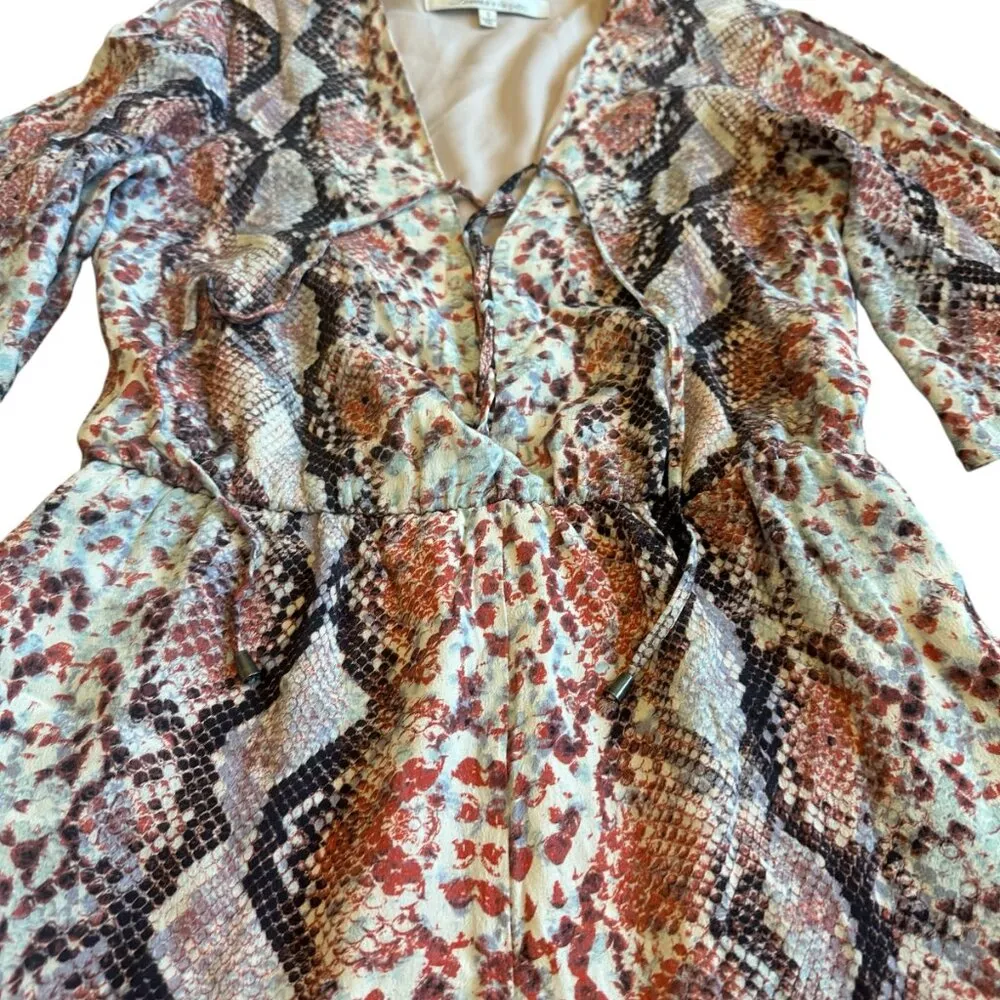 Lovers + Friends Epiphany Shorts Romper Snake Print Flowy Lace Up Size Small - Image 5