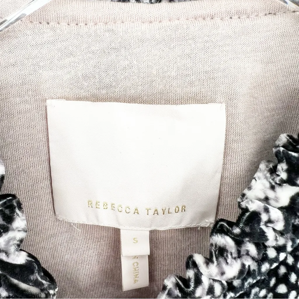 Rebecca Taylor Silk Blend Velvet Animal Print Bomber Jacket S - Image 5