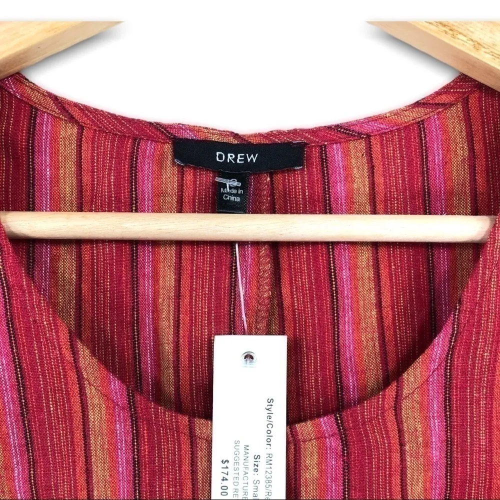 NWT - Anthro. DREW - Striped Tank Linen Blend Fringe Tank - S - Image 6