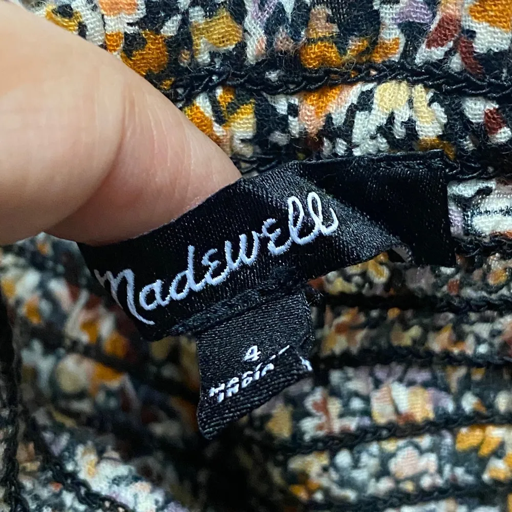 Madewell Floral Smocked Peplum Top Square Neck Long Sleeve Blouse Size 4 Summer - Image 5