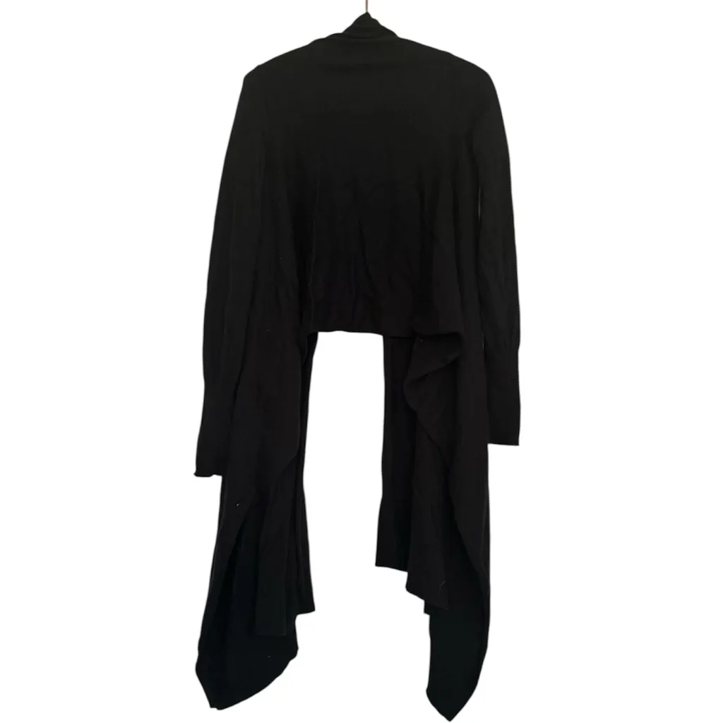 Athleta Wrap Draped Black Cardigan Cashmere Cotton Wool Blend Sweater Women XXS - Image 2