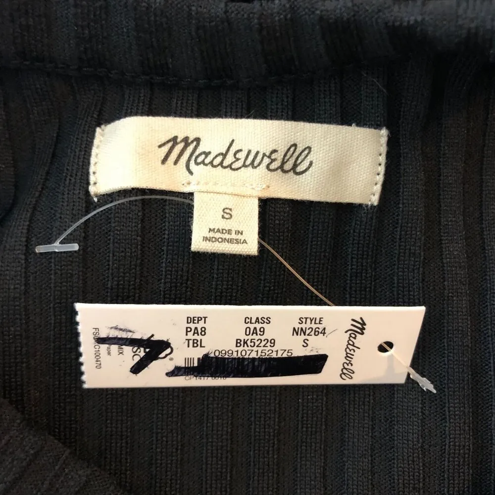 Madewell Womens Ribbed Cutaway Crewneck Tank True Black S - Image 6