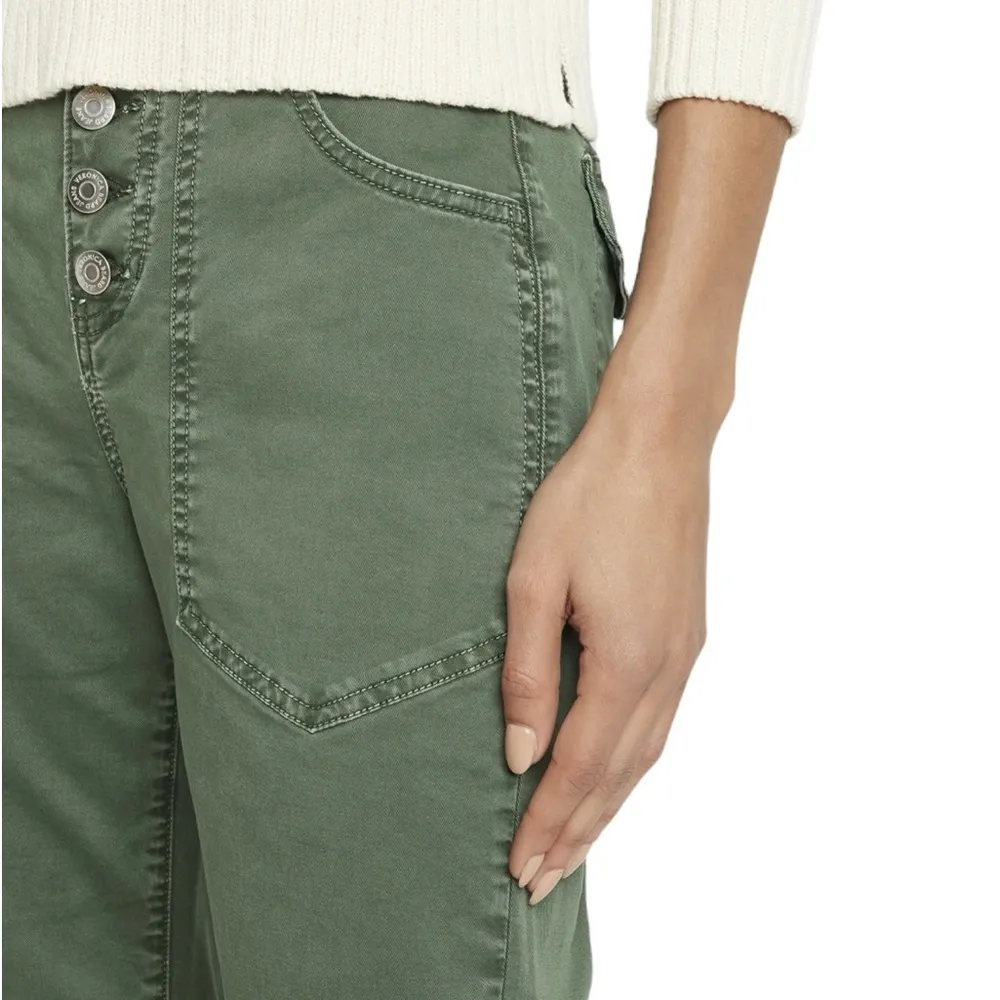 Veronica Breard  Arya Straight High Rise Cotton Tapered Pants In Army Green - Image 4