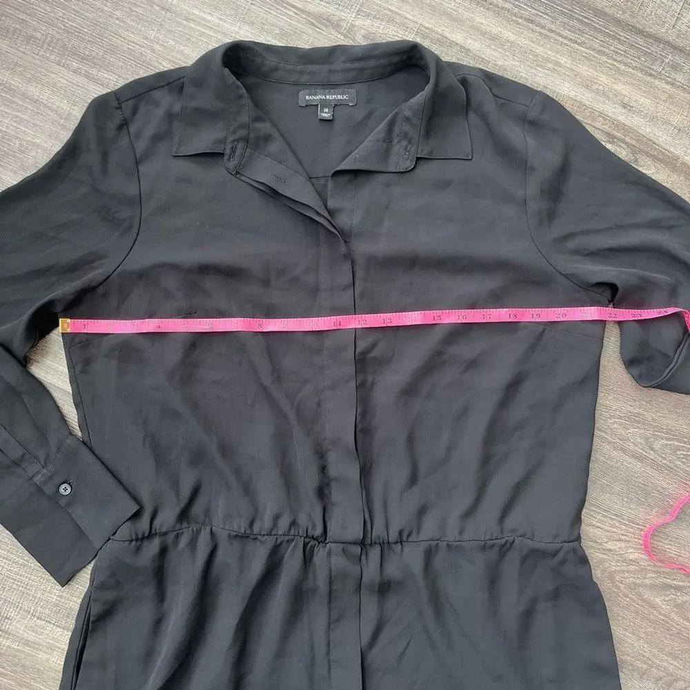 Banana Republic Black Long Sleeve Button Front Chiffon Shirt Dress Sz 14 Women’s - Image 6