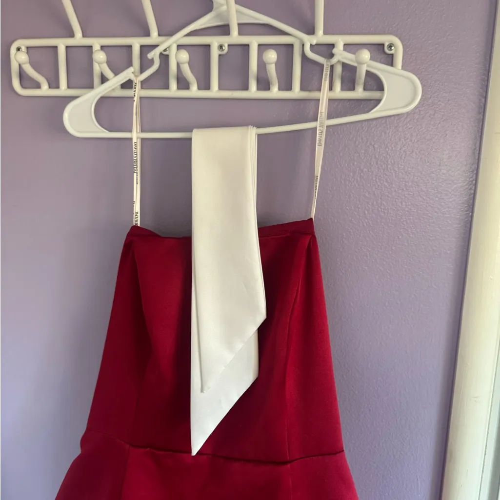 David’s bridal Red Strapless Gown - Image 2