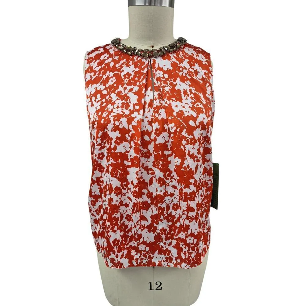 NWT Jones New York Collection Sample Orange dress Tank  Rhinestone Collar Sz 8 - Image 2