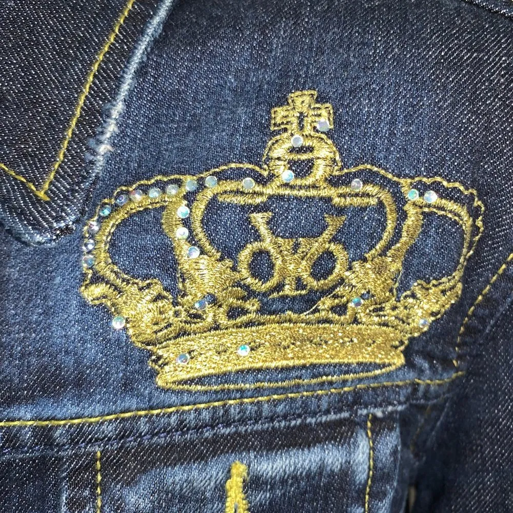 Victoria Beckham Embroidered Denim Jacket Size L - Image 3