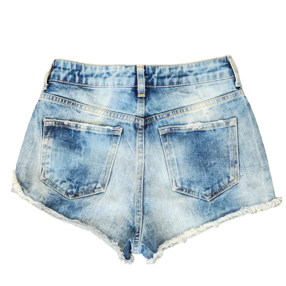 TOPSHOP MOTO High Waist Button Fly Cutoff Jeans Shorts. Size 25 - Image 8