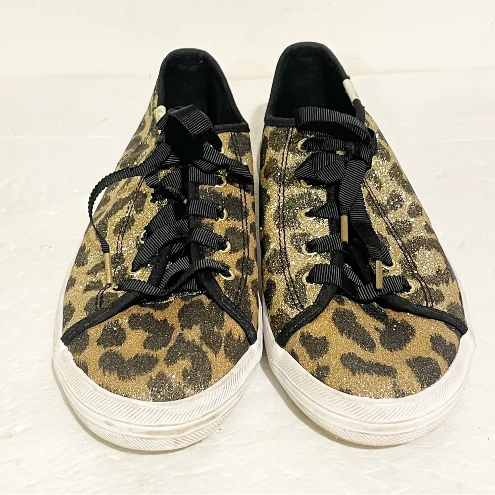 Keds x Kate Spade Size 6M Brown Sparkle Leopard Animal Print Low Top Sneaker - Image 2