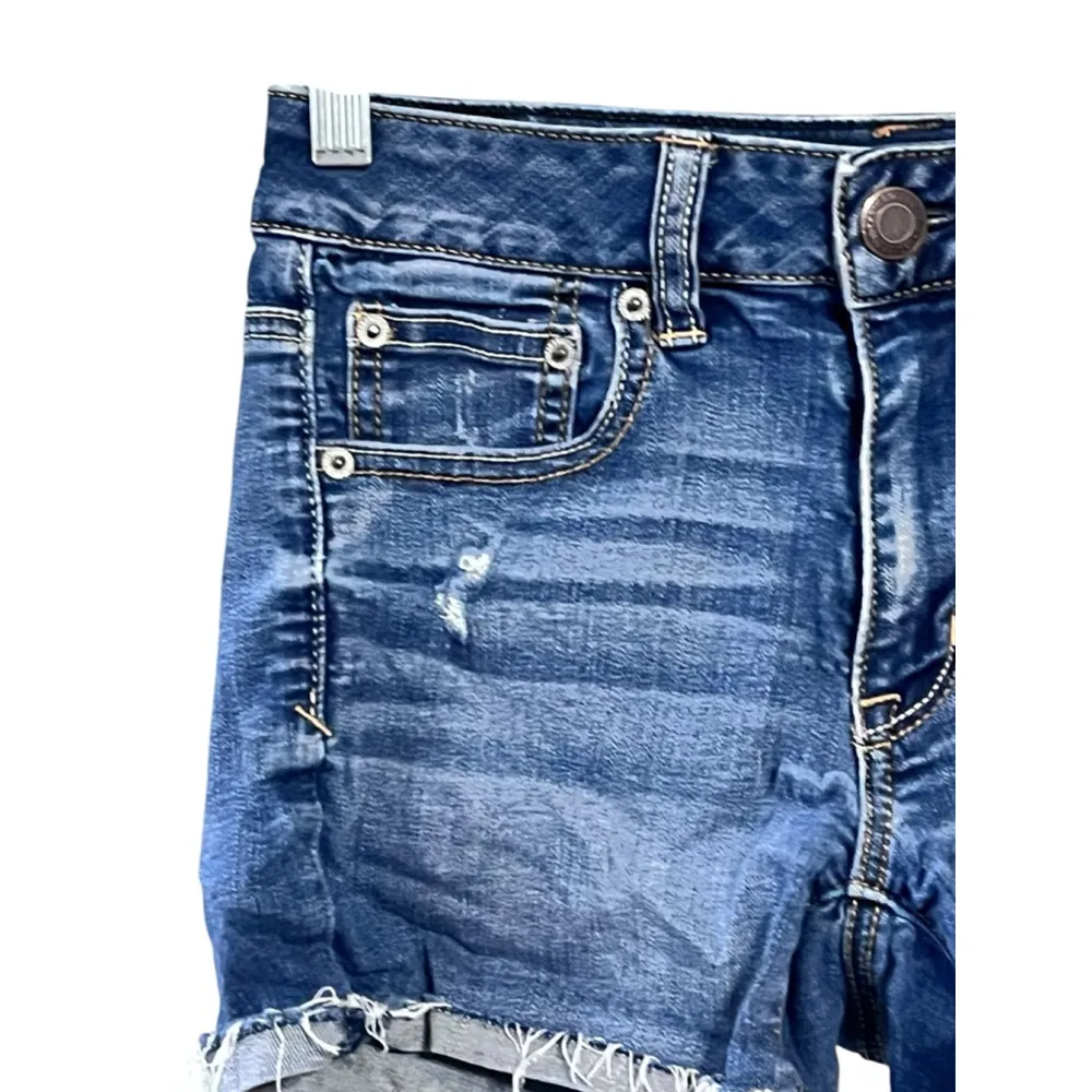 American Eagle Super Super Stretch Distressed Cutoff Denim Jean Shorts Size 2 - Image 2