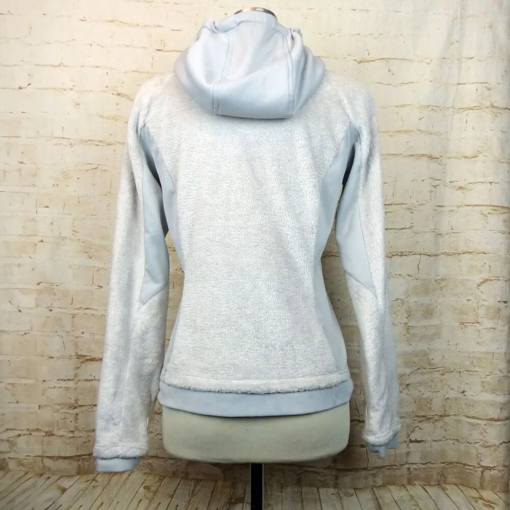 Eddie Bauer 365 Plush Jacket Womens White Blue M Fleece Wind Cutter Zip Hooded - Image 5