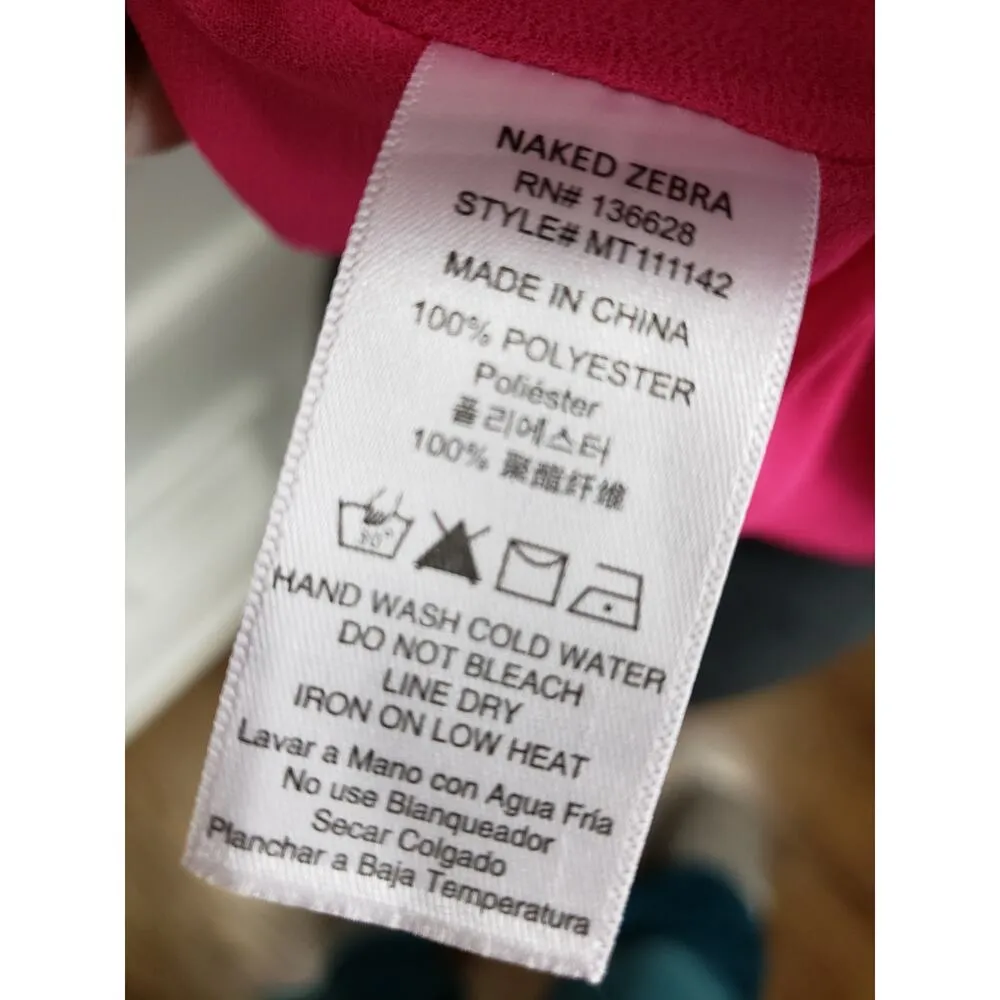 Naked Zebra Halter Neck Top Women's Small Fuchsia Pink 100% Polyester Sleeveless - Image 9