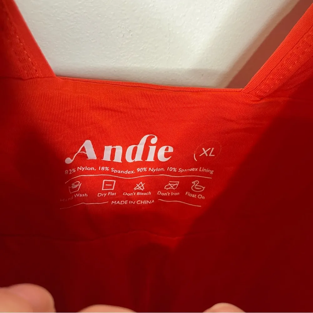 Andie‎ Mykonos classic one piece swimsuit orange women’s size XL deep v-neck - Image 5