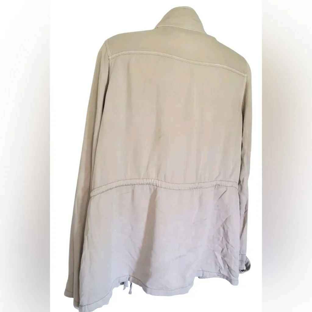 MAURICES Rayon Zip JACKET UTILITY Beige Epaulets Cinch Waist - Image 3